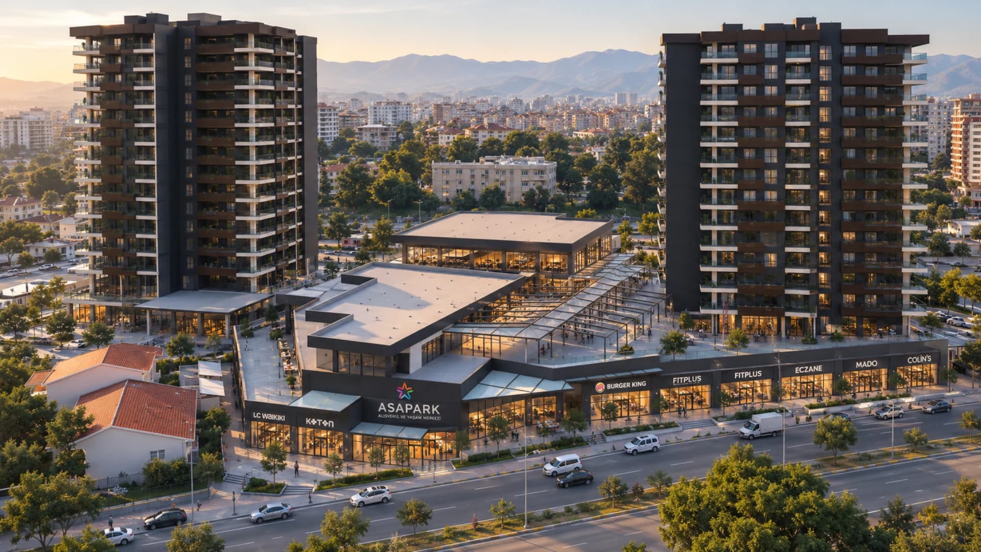 Sizin İnşaat projesi ön sağ açı renderı
